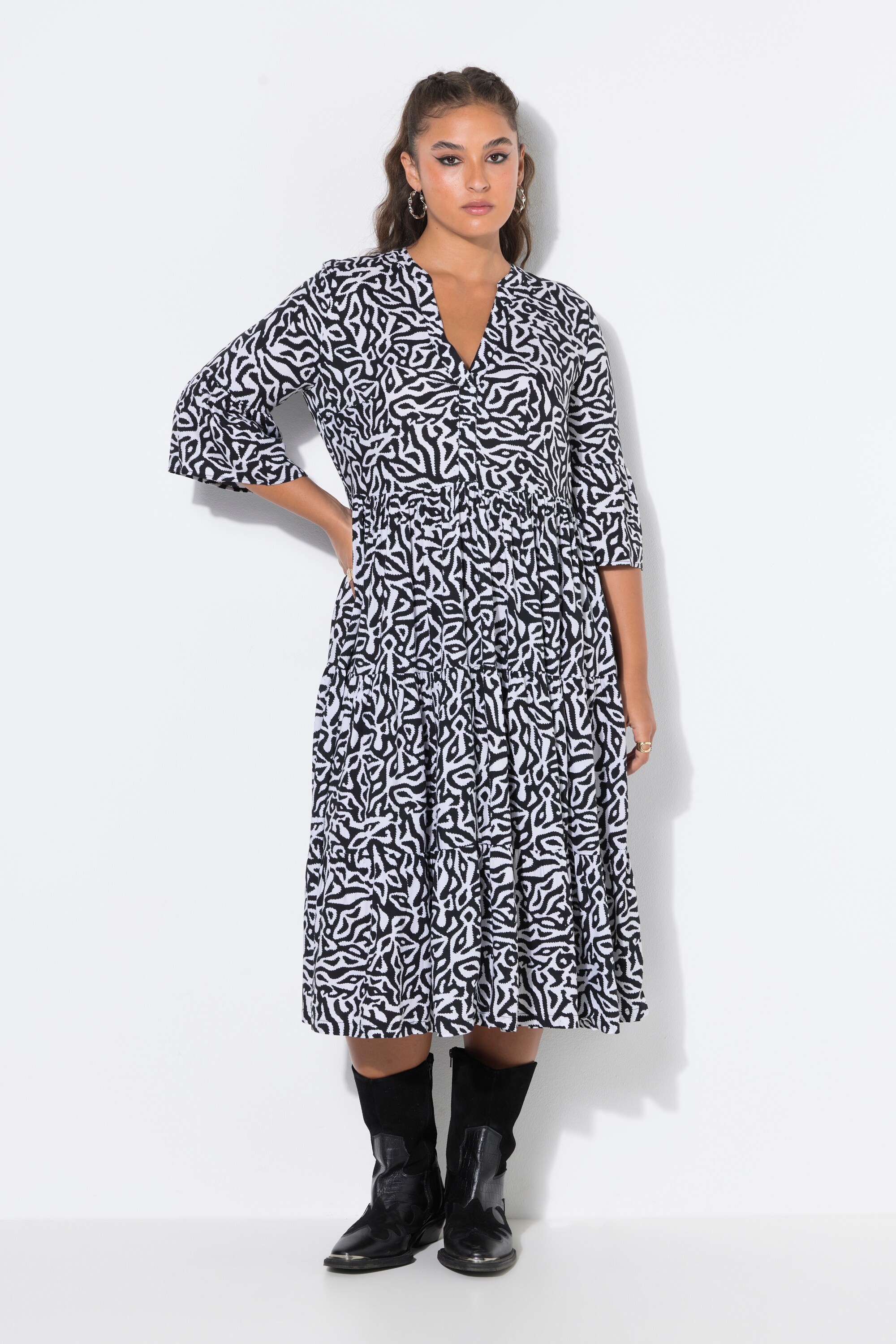 Robe midi, coupe trapèze, imprimé graphique, STUDIO UNTOLD
