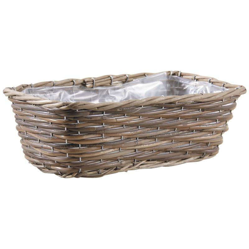 Jardinière rectangle en poelet gris 40 cm, AUBRY GASPARD