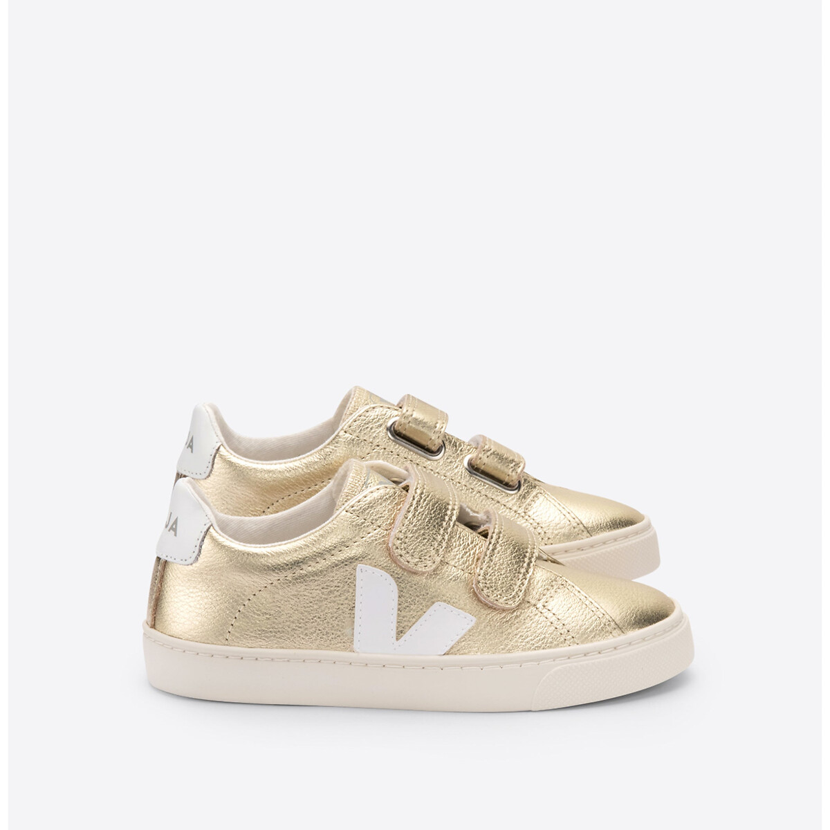 Kids Small Esplar Touch ’n’ Close Metallic Leather Trainers