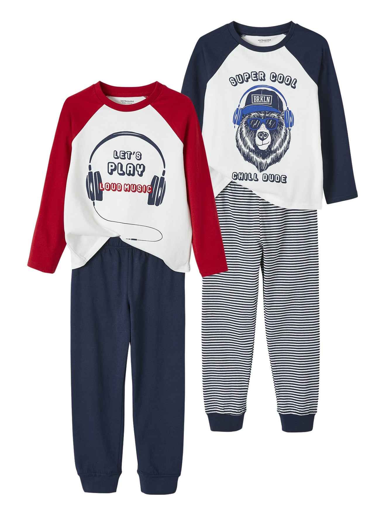 Lot de 2 pyjamas musique Oeko-Tex®, VERTBAUDET