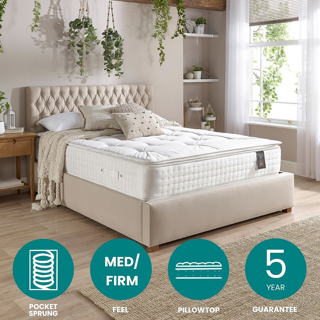 Aspire Luxury 3000 Pocket Natural Wool & Cashmere Pillowtop Mattress, ASPIRE