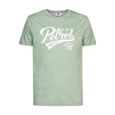 Logo Print T-Shirt in Cotton Mix with Crew Neck PETROL INDUSTRIES