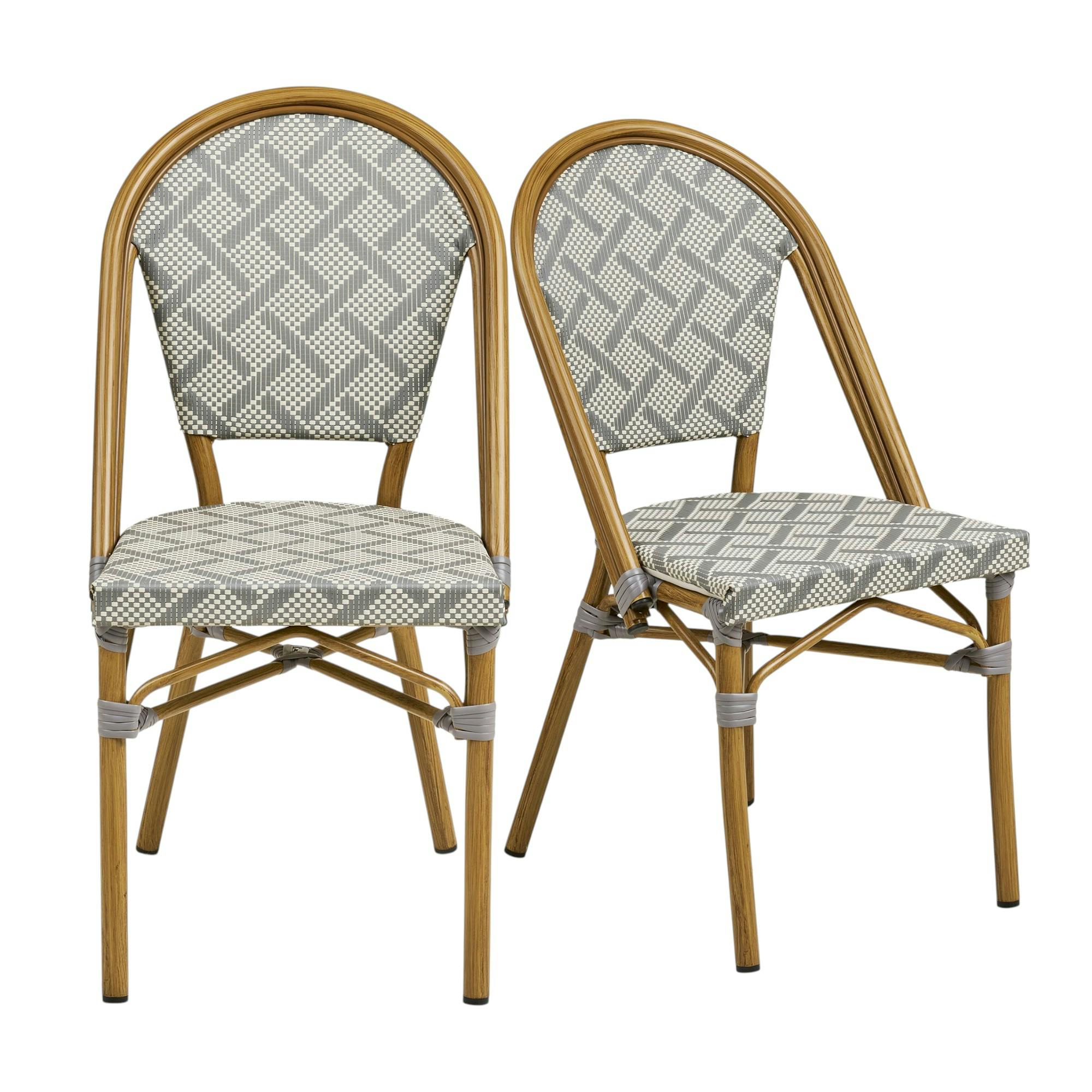 Chaise bistrot grise en textilène (lot de 2) TORANO, PIER IMPORT