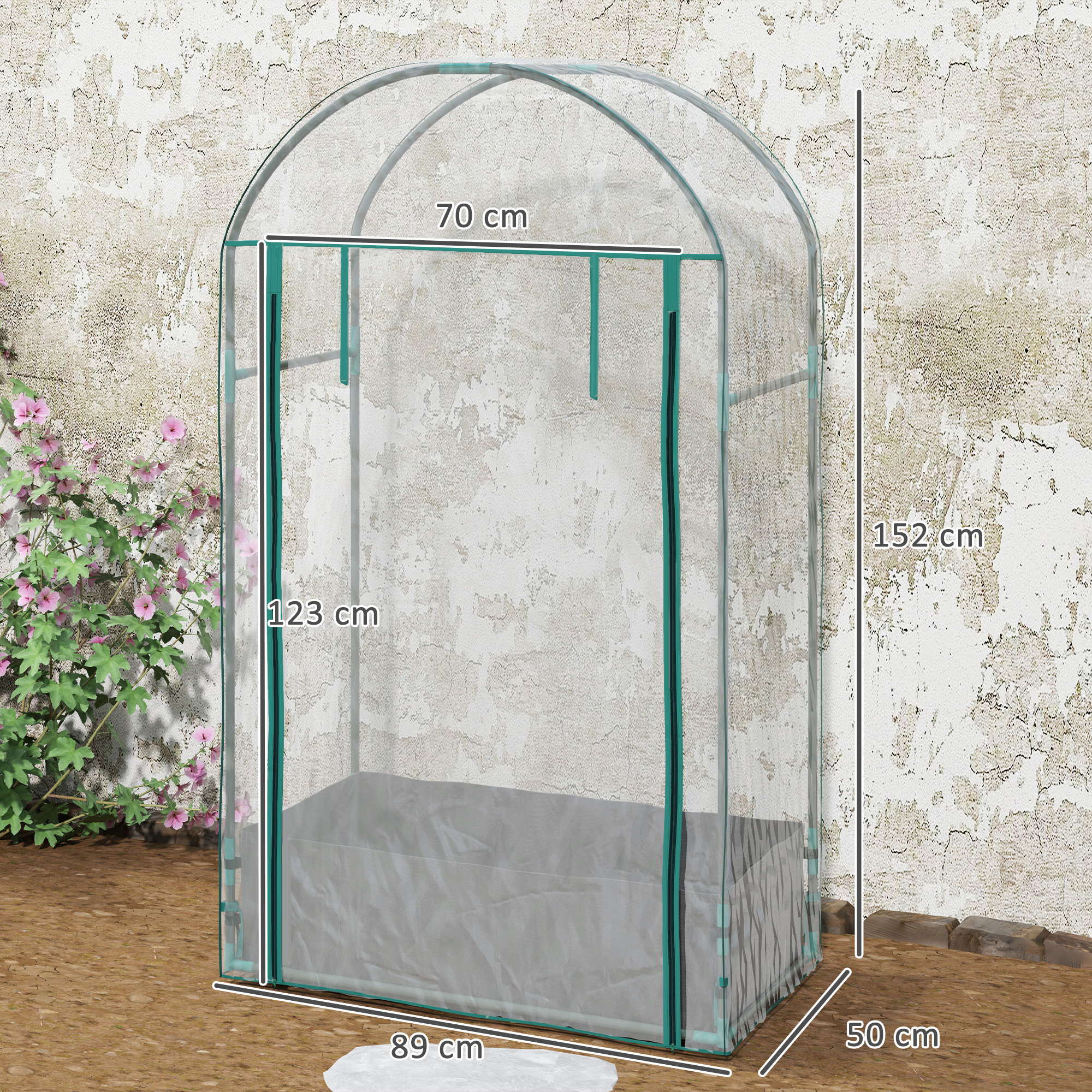 Serre De Balcon Outsunny 89x50x152cm - Avec Bâche PVC Renforcée Et Sac De Plantation | Pour Légumes Et Plantes