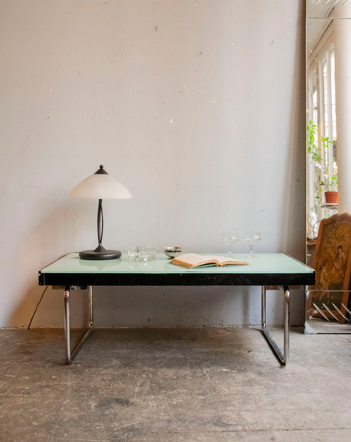 Grande table basse en verre Donna N°1547 - Bon état, DEBONGOUT