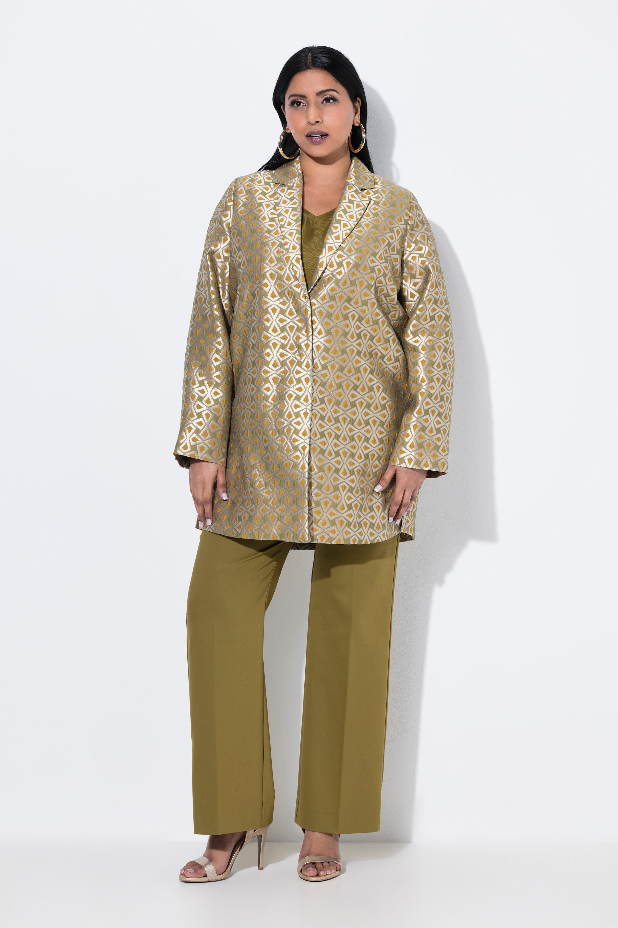 Veste jacquard avec col à revers et manches, ULLA POPKEN