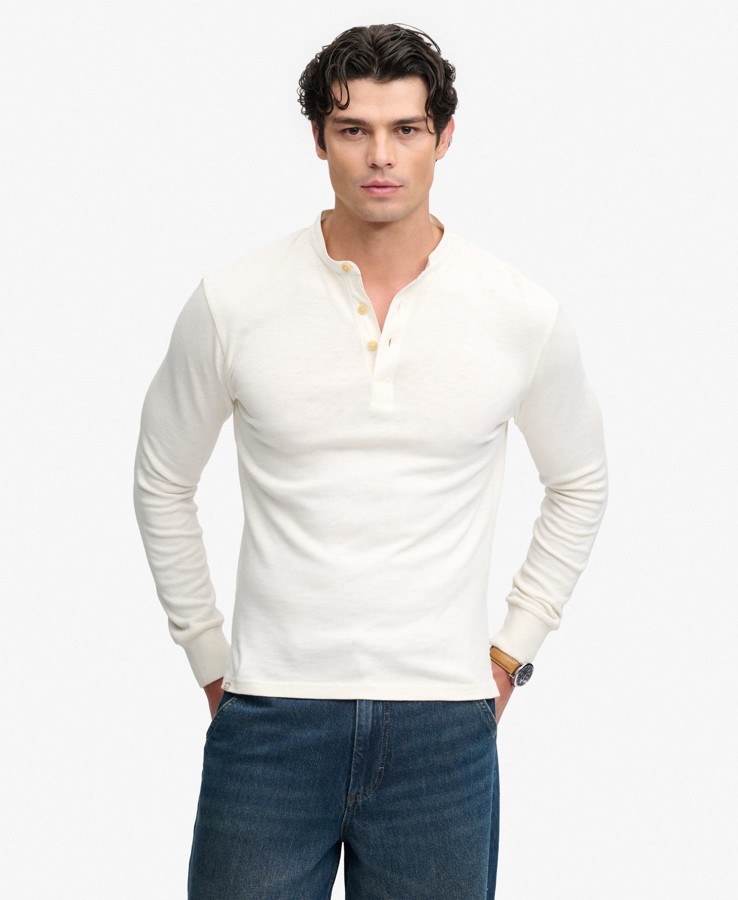 T-shirt Grandad à Patte de Boutonnage, SUPERDRY