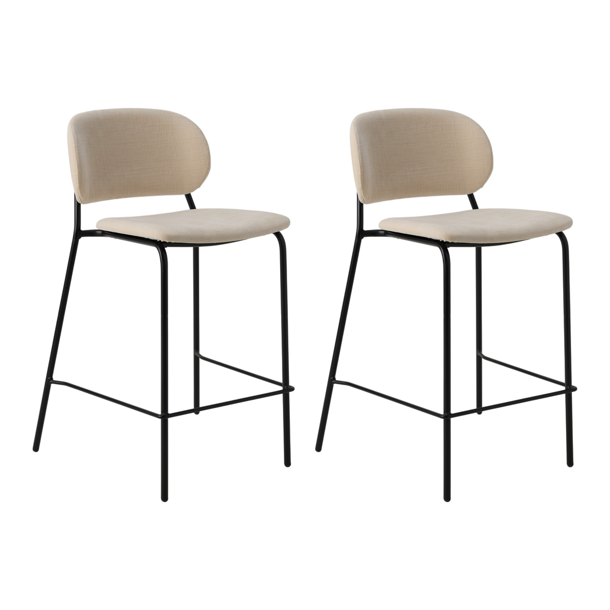 Lot de 2 chaises d'îlot 65 cm tissu et pieds métal - SOFIA, CAMIF