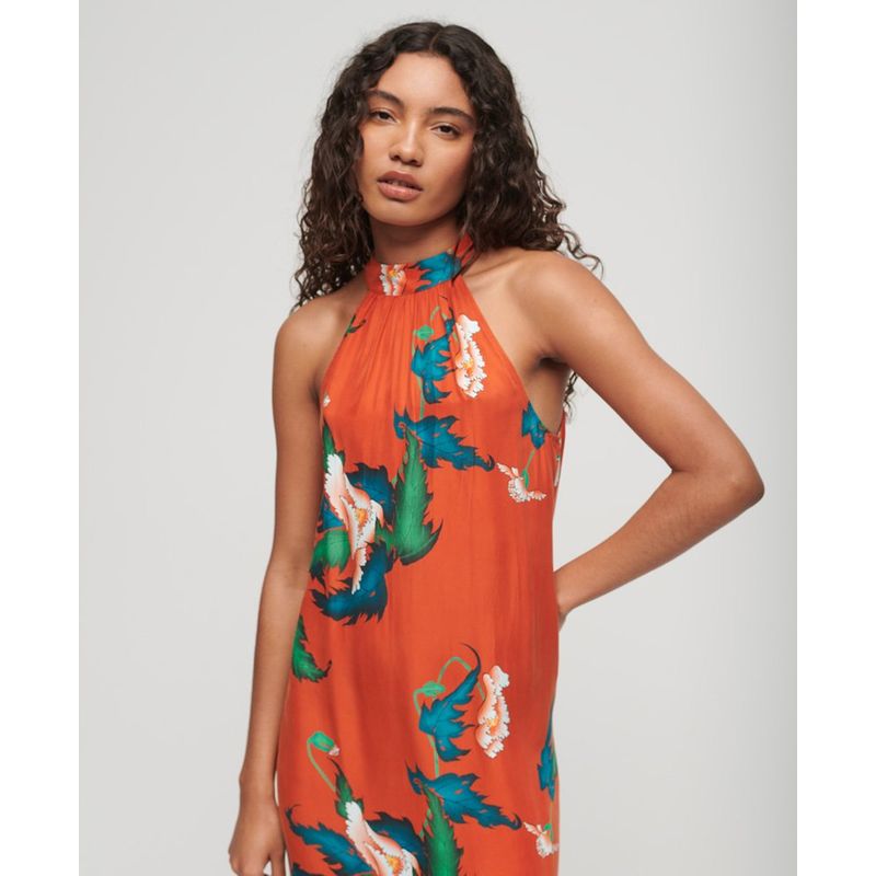 Robe longue col montant