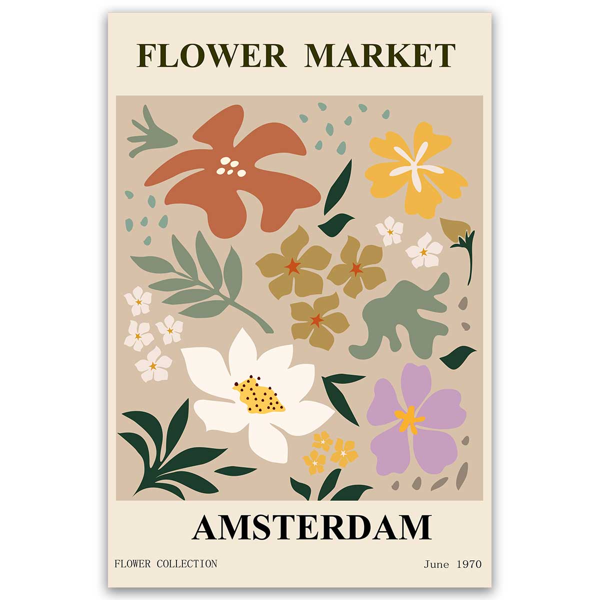 Tableau Flower Market Amsterdam fleurs, HEXOA