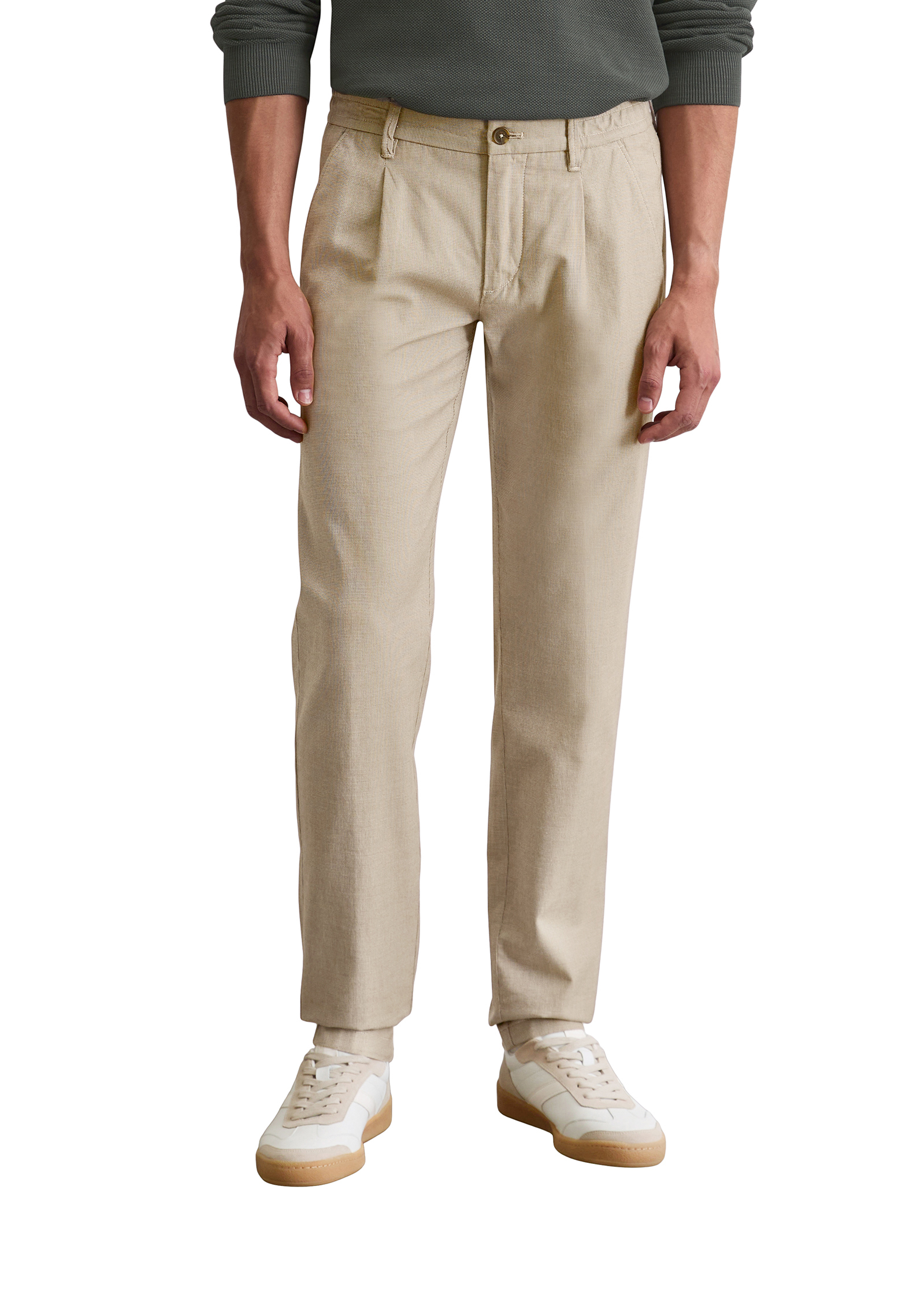 Chino modèle Stig Jogger pleats shaped en coton bio mélangé, MARC O'POLO