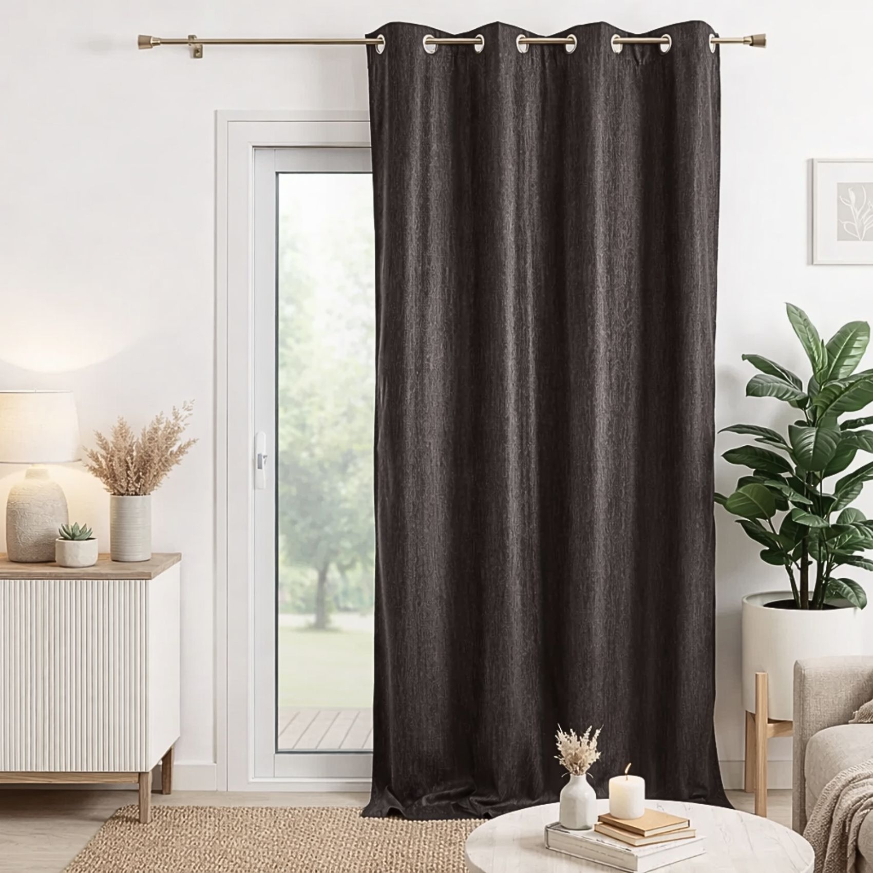 Rideau faux uni prêt à poser, HOME MAISON