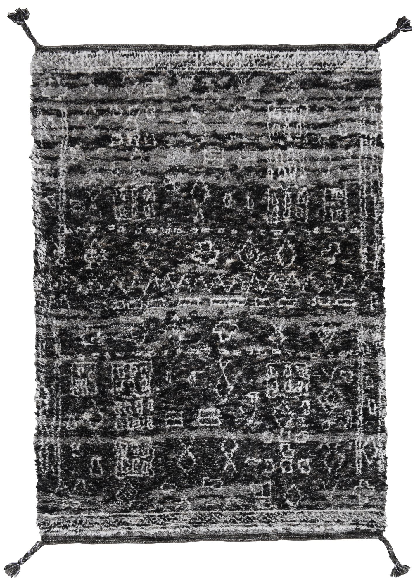 Tapis noué à la main en laine vierge viscose et polyester, THEKO
