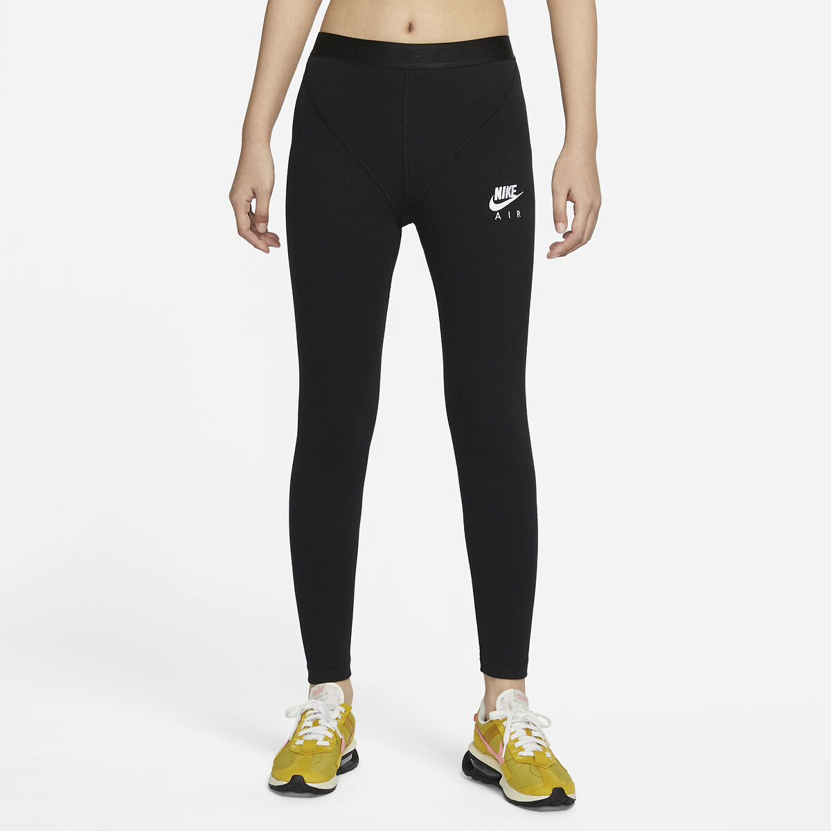 Ribbed cotton sports leggings with 