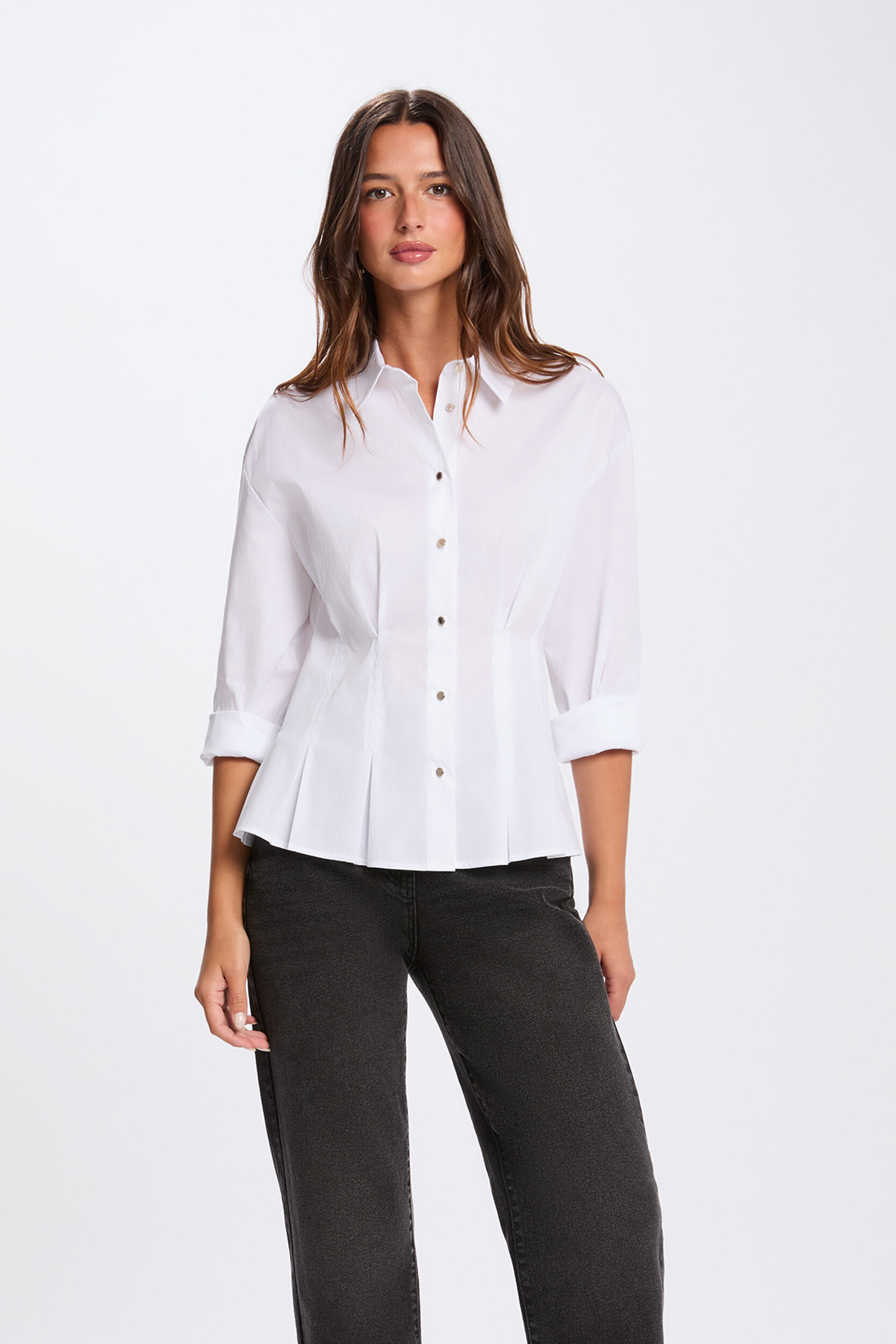 Chemise cintrée col à revers, MORGAN