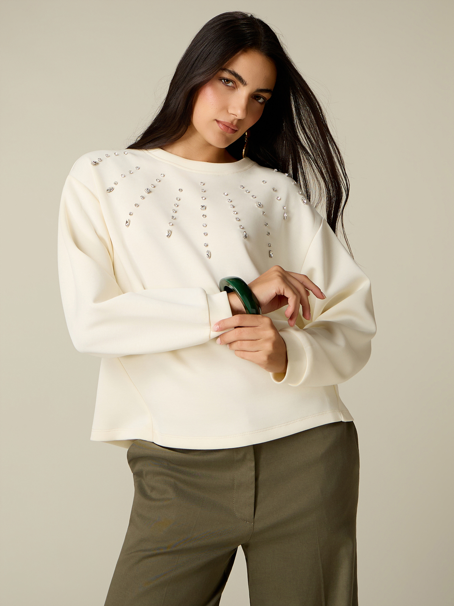 Sweat-shirt avec strass, OLTRE