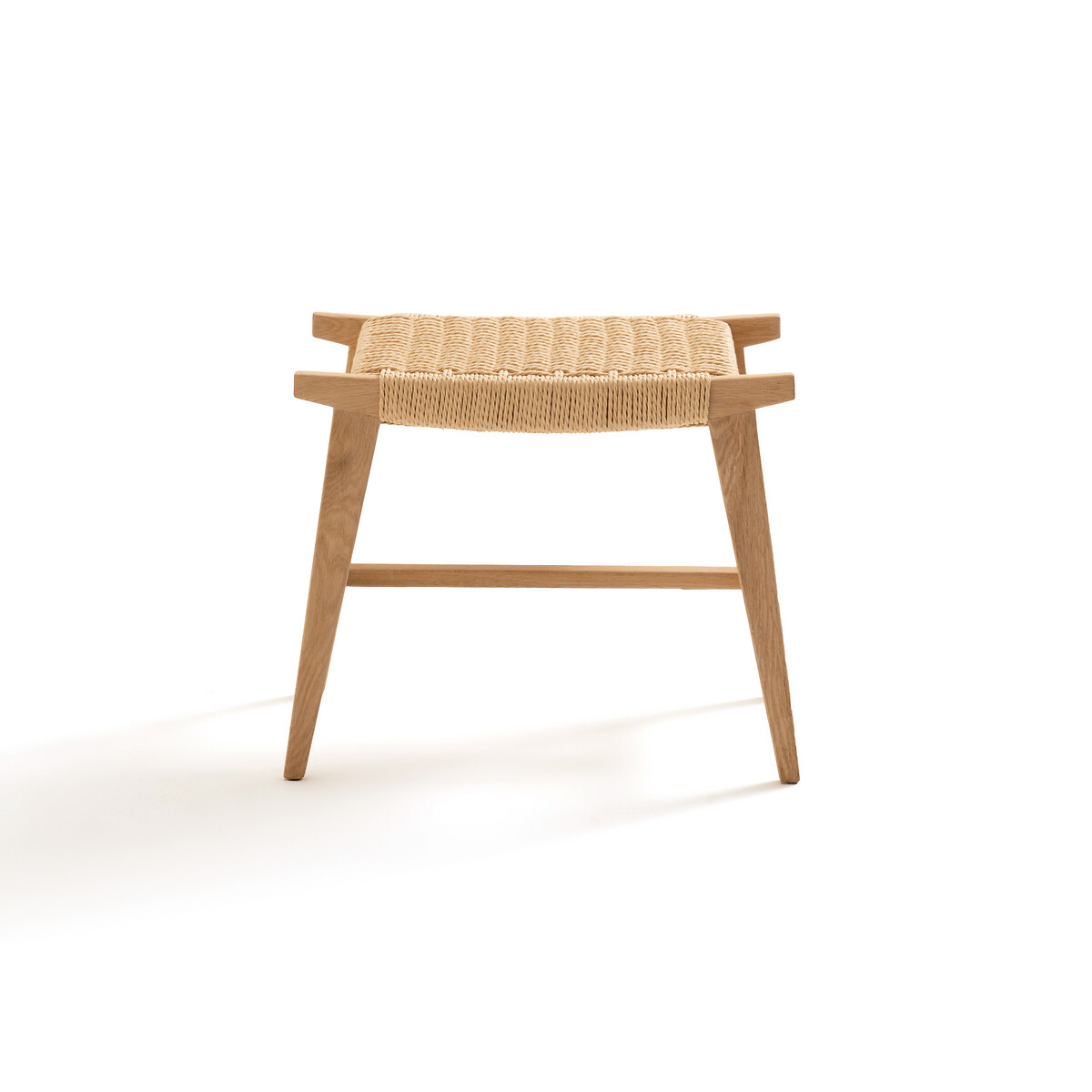 Product photograph of Kioto Oak And Woven Braided Stool from La Redoute UK.