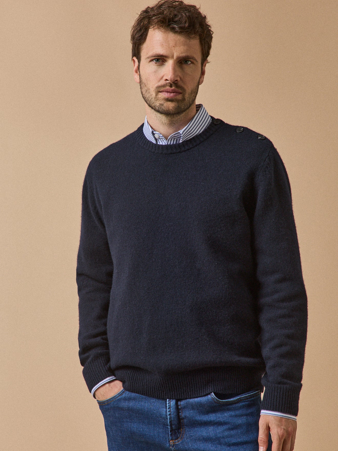 Pull boutonné laine mérinos, CYRILLUS