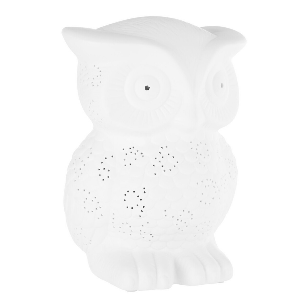 white ceramic owl night light