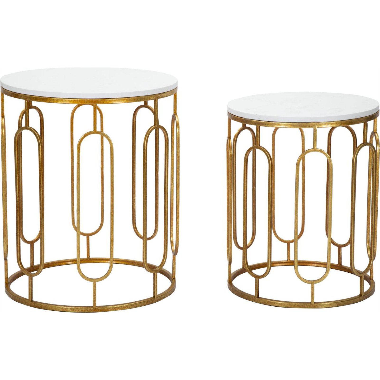 Duo de tables rondes plateau effet marbre GLAM, RECOLLECTION