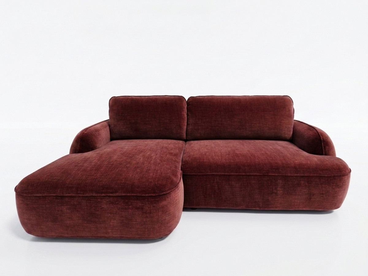 Canapé d'angle convertible 3 places en tissu lisse, CELESTE, BOBOCHIC