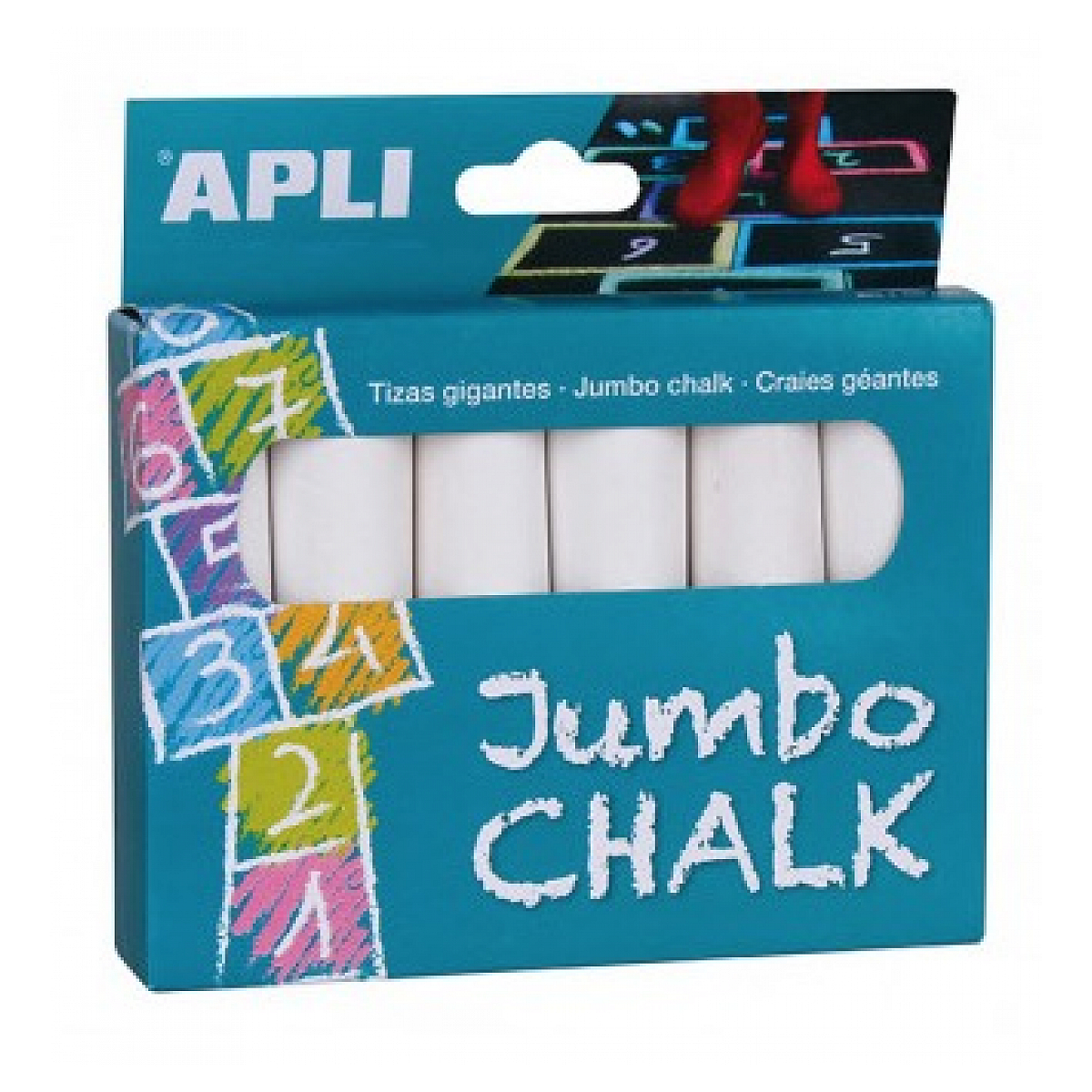 Pochette de 6 craies Geantes Blanches, APLI-AGIPA