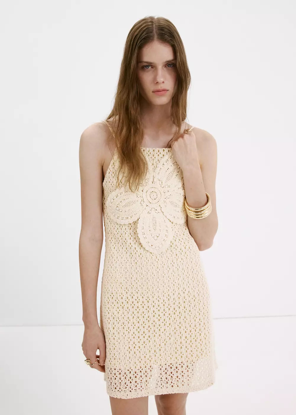 Robe crochet détail fleur, MANGO