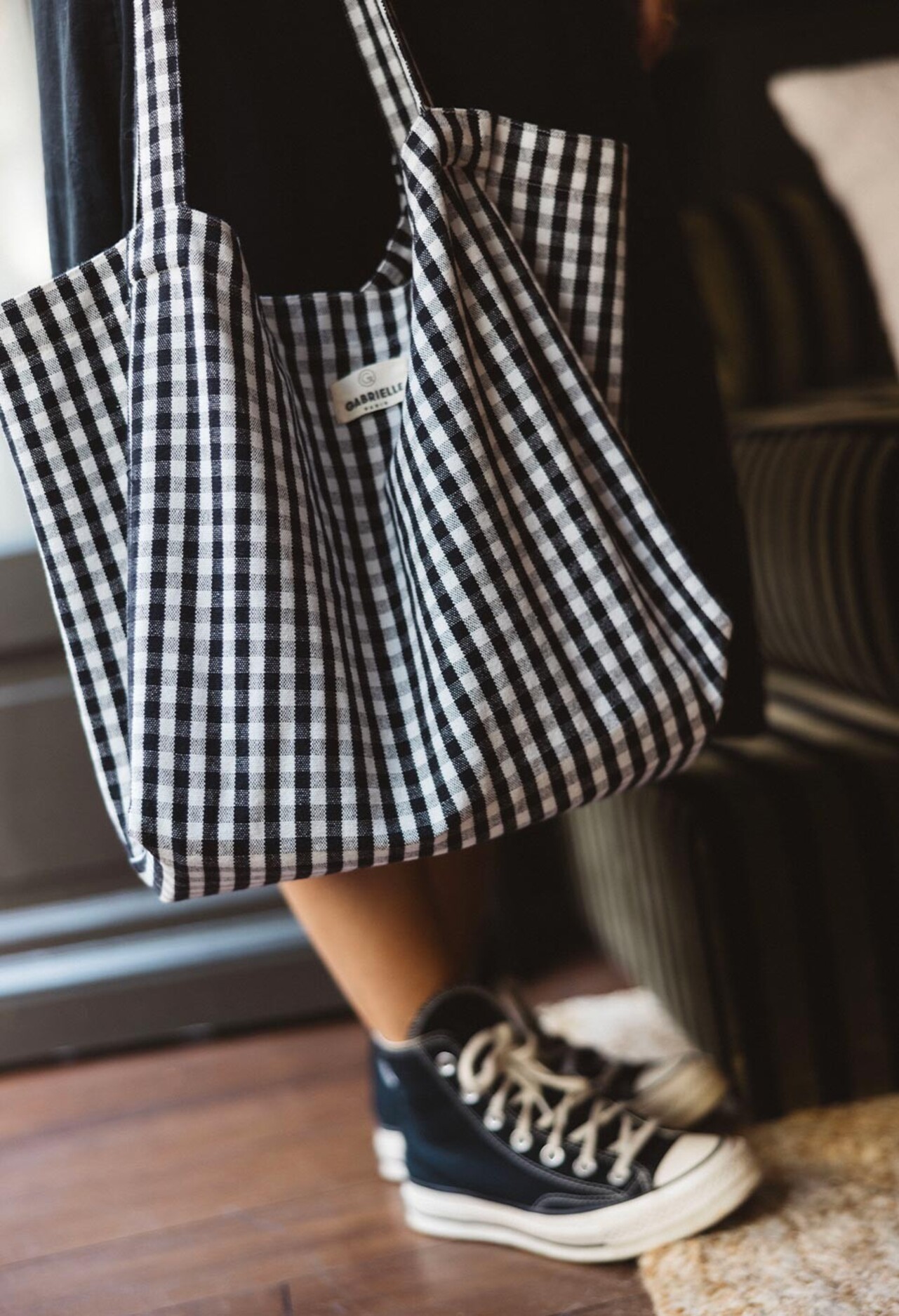 Sac à main en coton imprimé Vichy, GABRIELLE PARIS