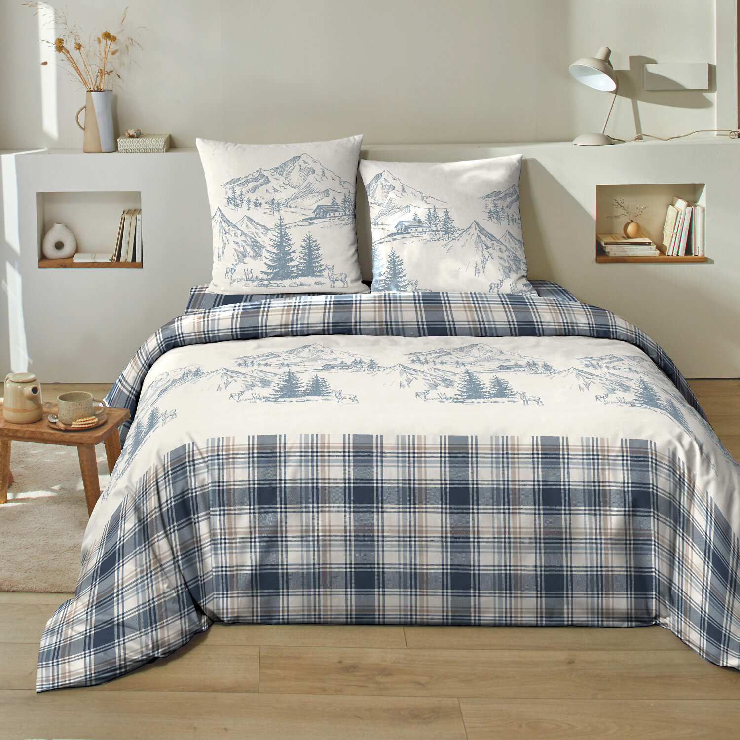 Parure housse de couette 100% flanelle de coton, Monty, C DESIGN HOME TEXTILE