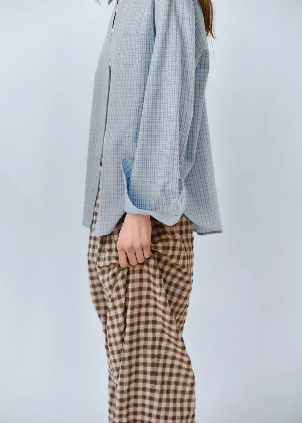 Pantalon droit à carreaux vichy, MANGO