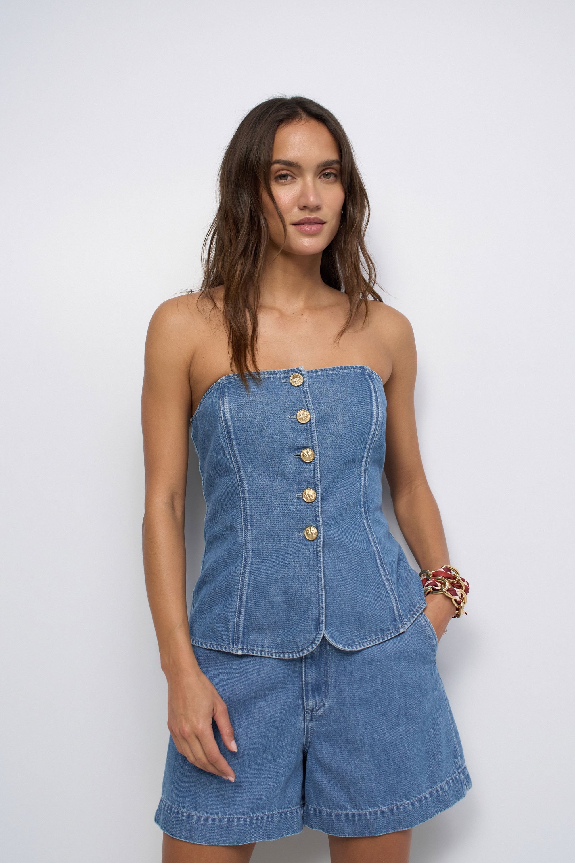 TOP BANDEAU EN LIGHTDENIM, SALSA JEANS