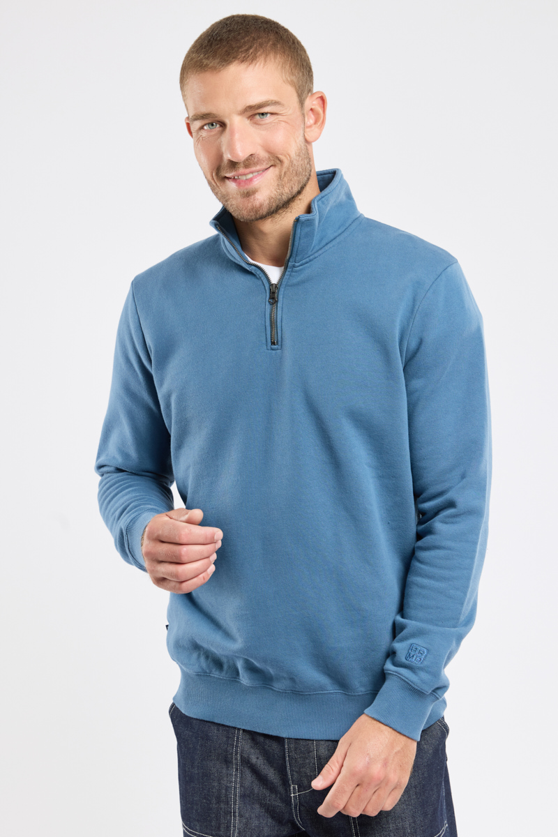 Sweat col zippé en coton TAKIN, BERMUDES
