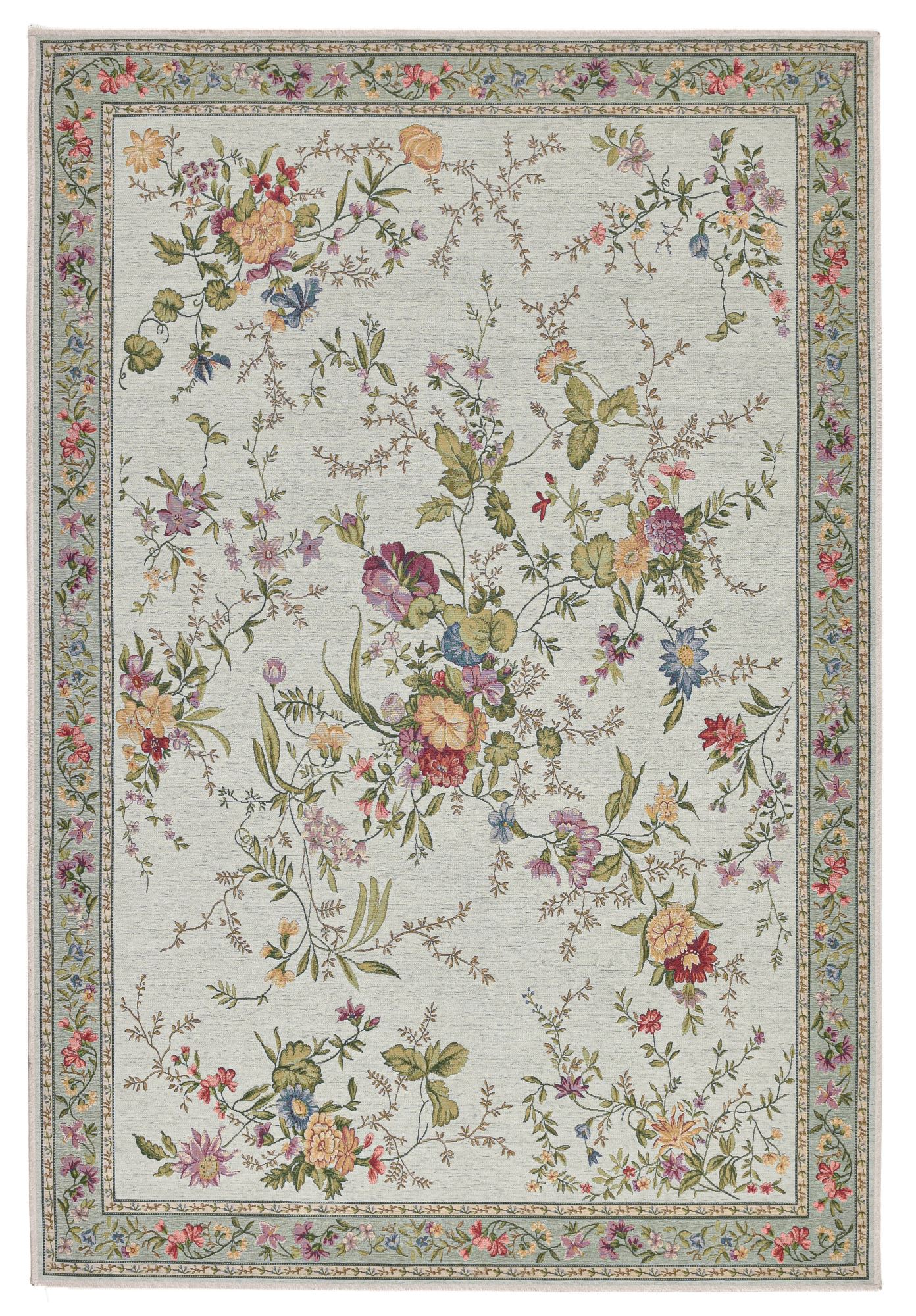 Tapis floral tissé machine avec bordure - FLOMI, THEKO