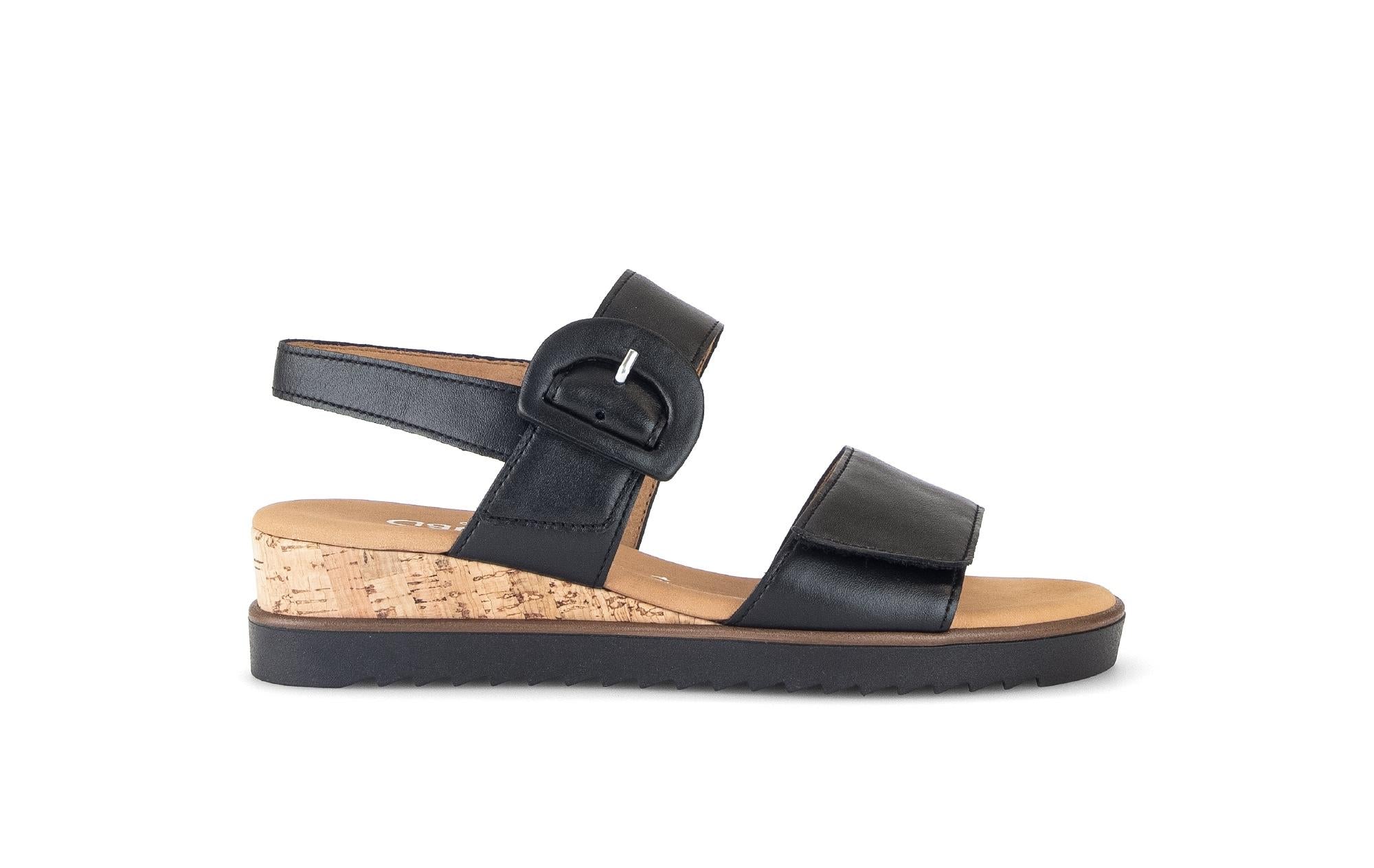 Sandales en cuir à talon compensé, GABOR
