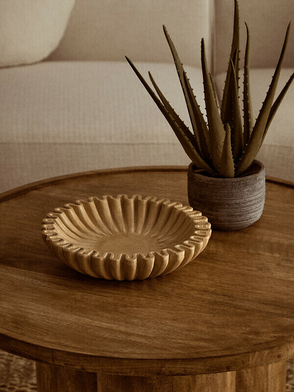 Small Decorative Fluted Marble Bowl in Ochre, FIFTY FIVE SOUTH