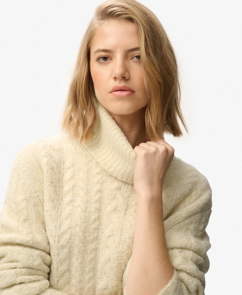 Pull en maille torsadée à col roulé, SUPERDRY