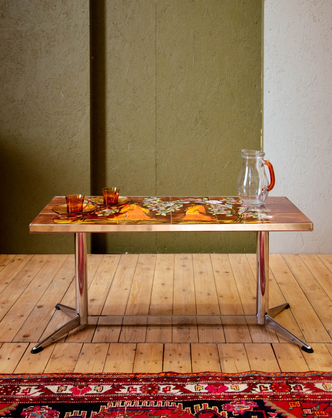Table basse en métal et céramique Donna N°883 - Bon état, DEBONGOUT