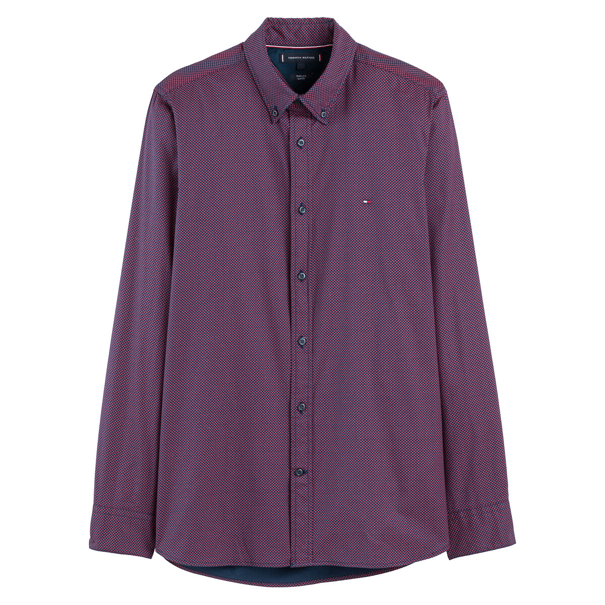Image of Embroidered Logo Cotton Shirt with Buttoned Collar