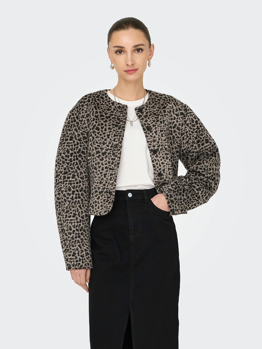 Manteau court imprimé léopard, JDY