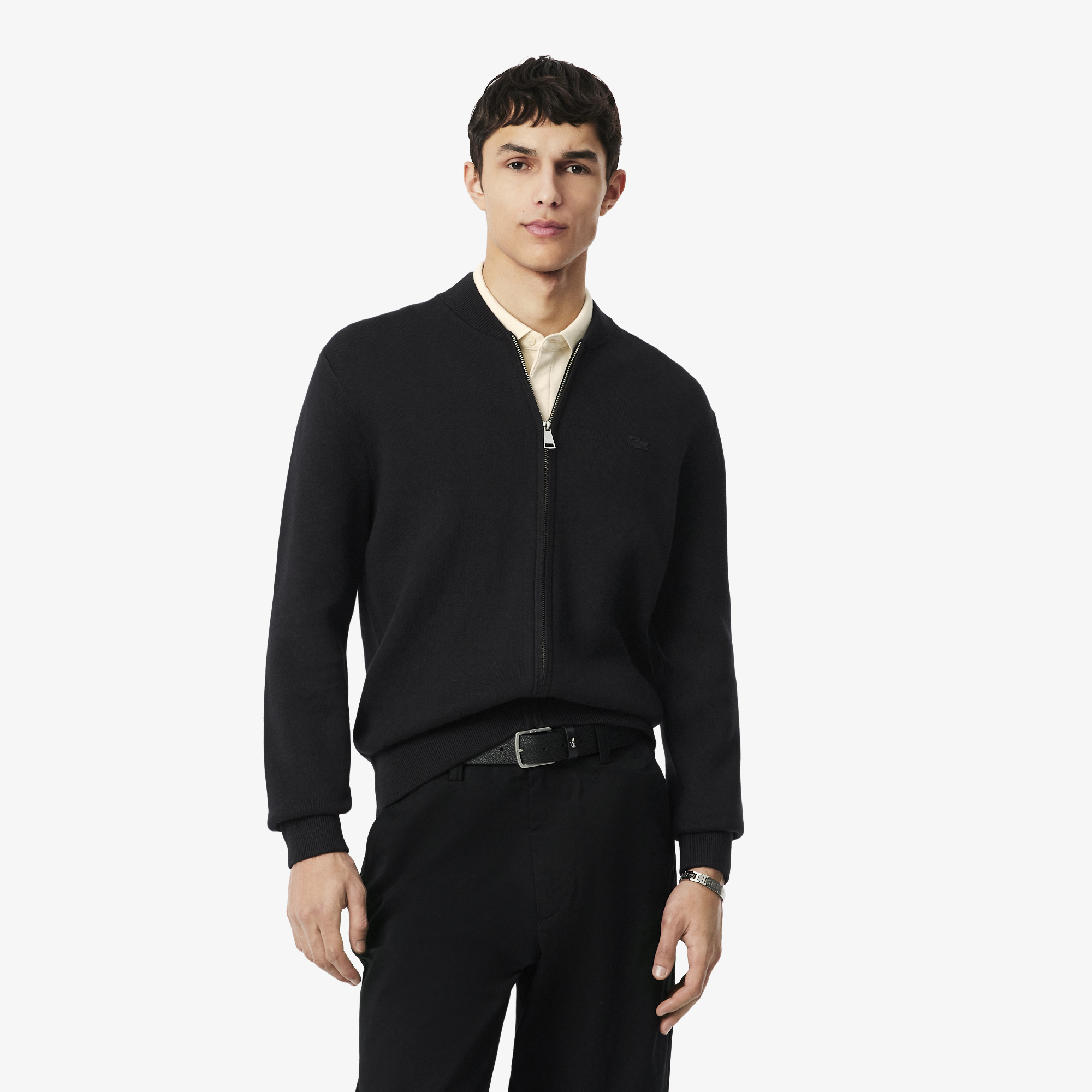 Bomber maille laine mélangée, LACOSTE