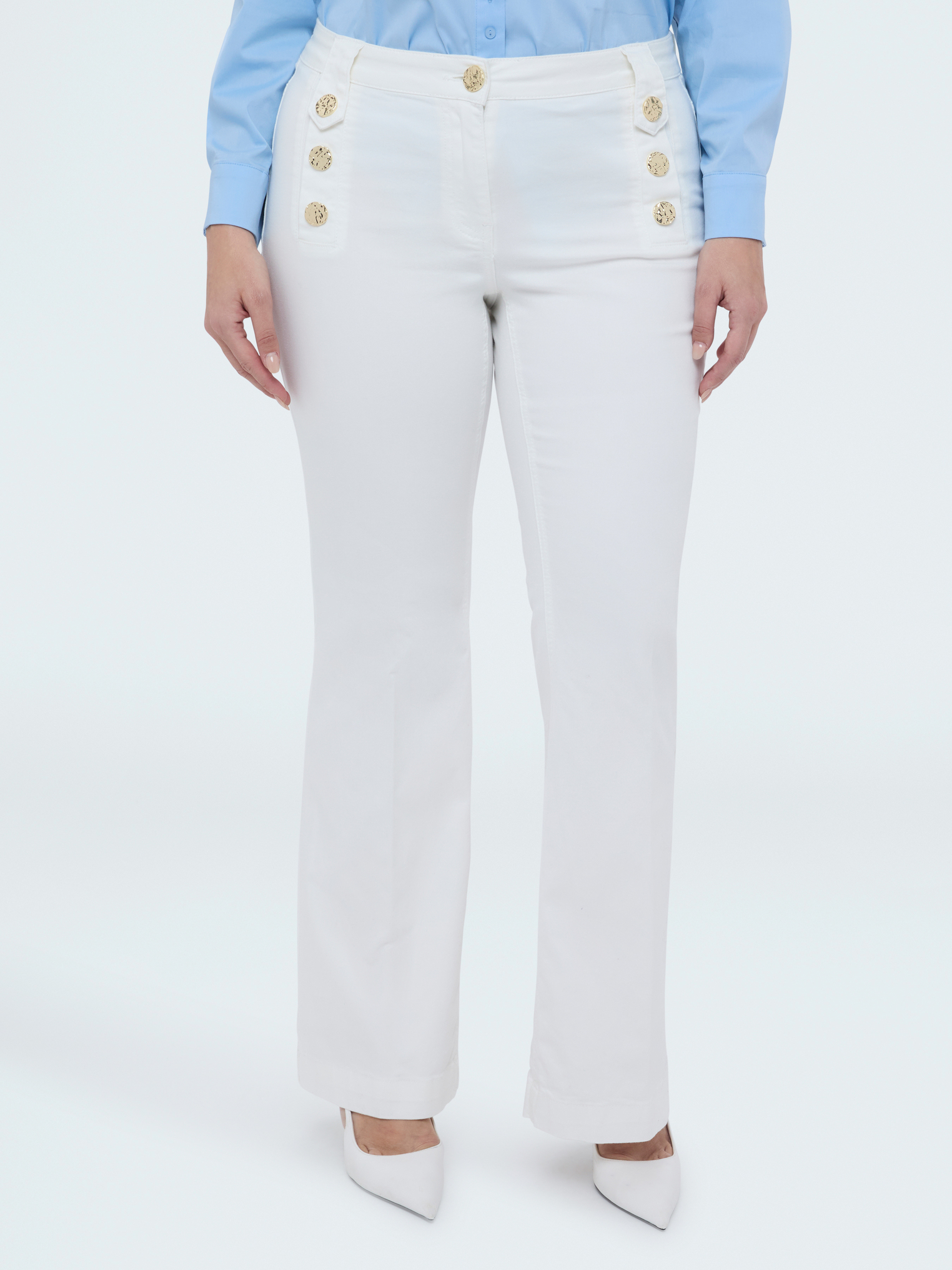Pantalon Flare avec boutons décoratifs, FIORELLA RUBINO