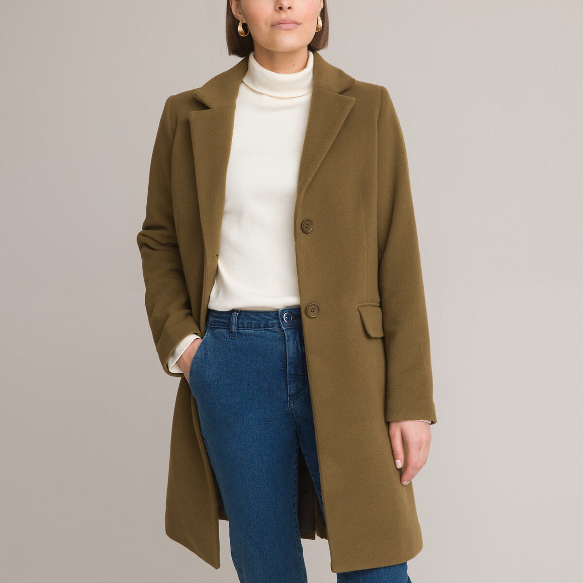 Image of Wool/Cashmere Mix Single-Breasted Coat with Pockets