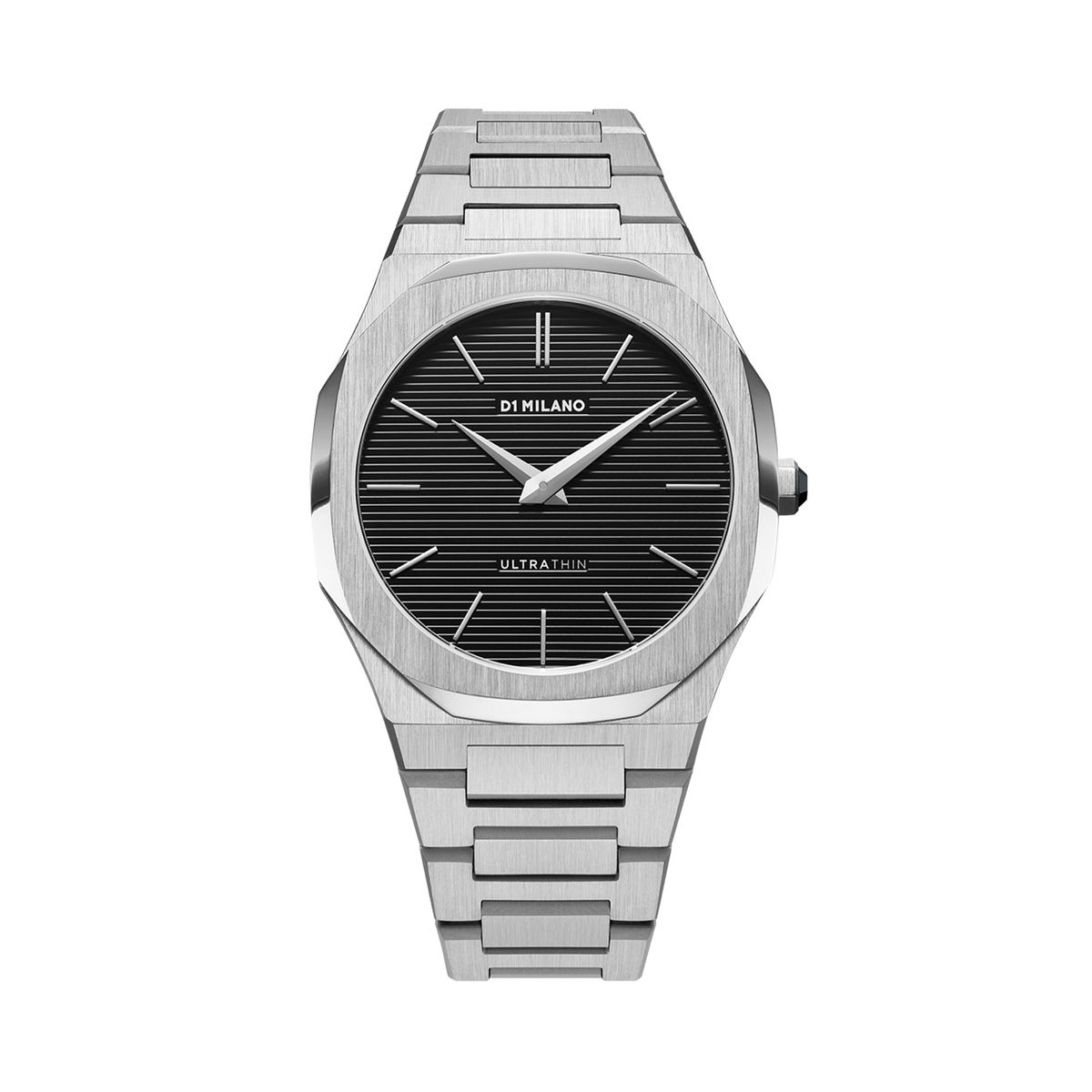 Montre analogique ultra thin argent noir argent D1 Milano La