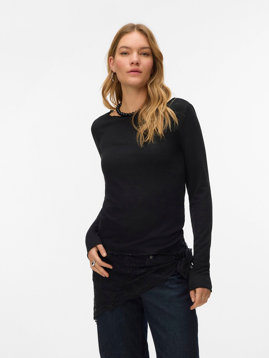 T-shirt scollo rotondo, a maniche lunghe, VERO MODA