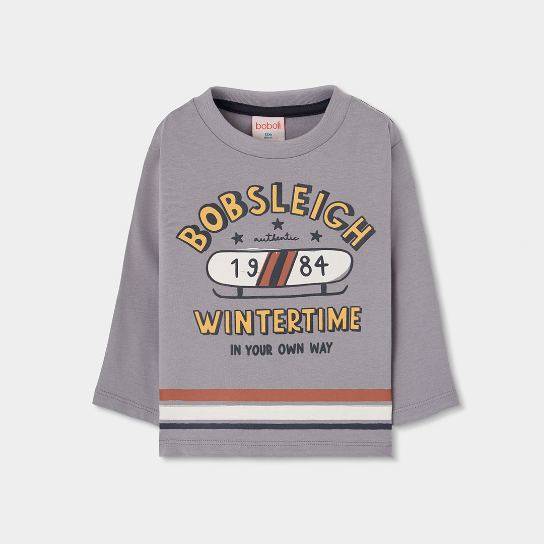 T-shirt garçon en maille imprimé Bobsleigh, BOBOLI