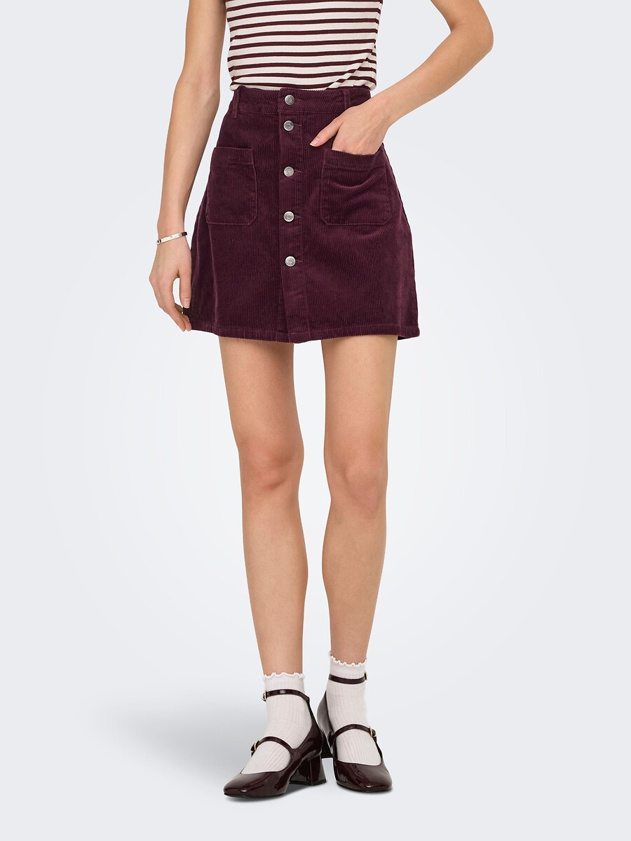 Jupe courte boutonnée en velours, JDY
