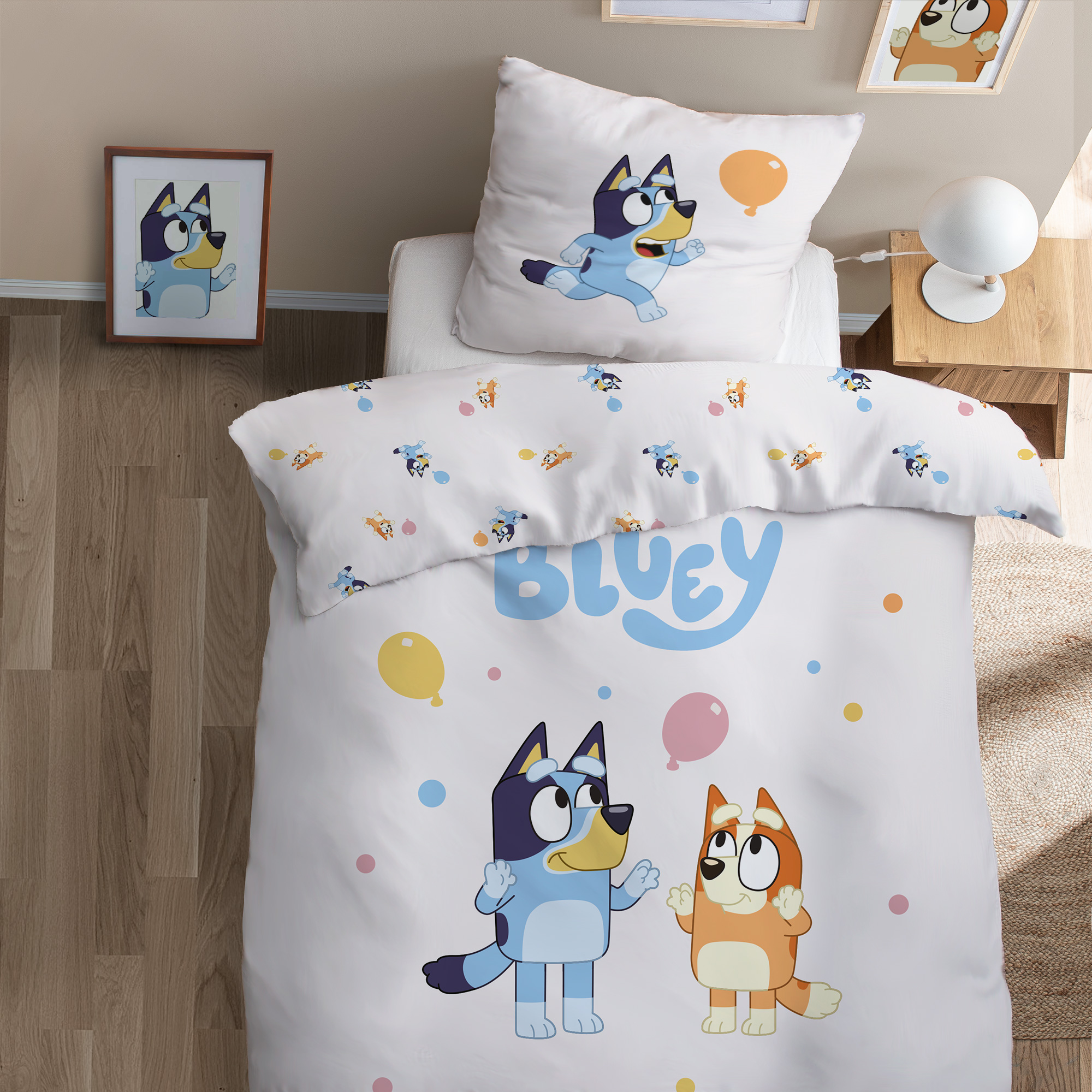 Parure de lit imprimée 100% coton, PARTY, BLUEY