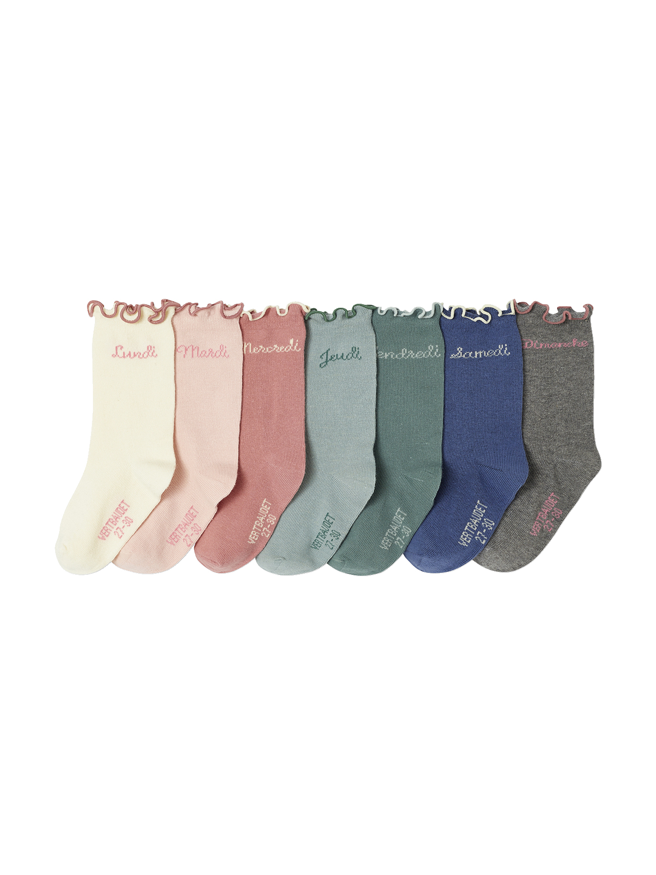 Lot de 7 paires de chaussettes semainier, VERTBAUDET