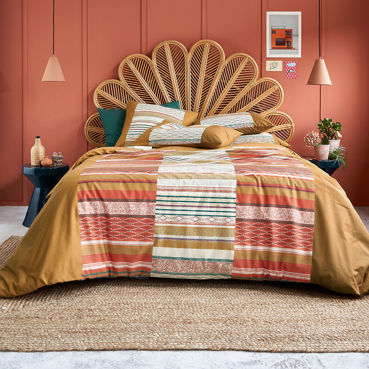Elvire Aztec Striped Recycled Cotton Duvet Cover