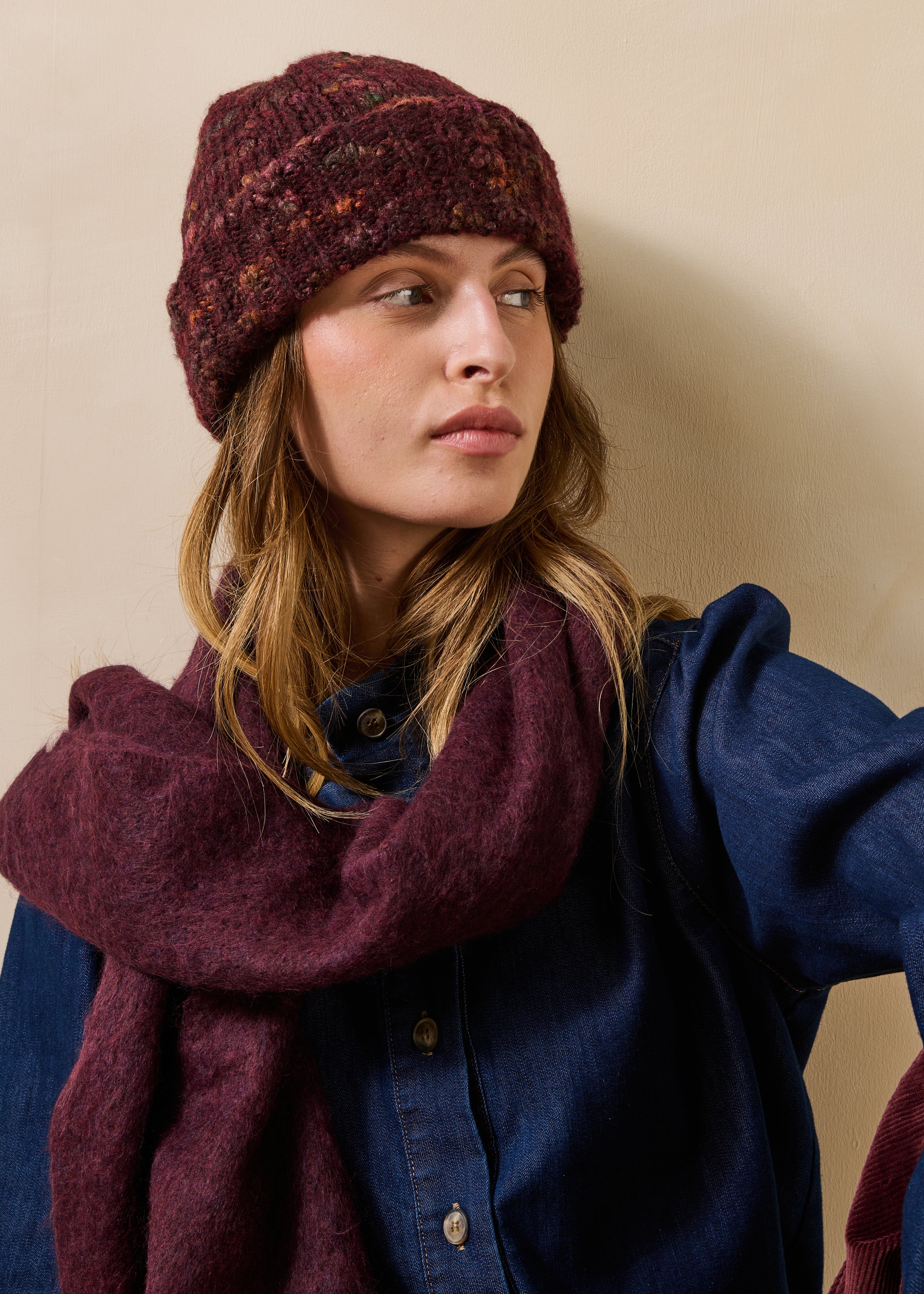 Bonnet tricoté multicolore, LA FEE MARABOUTEE